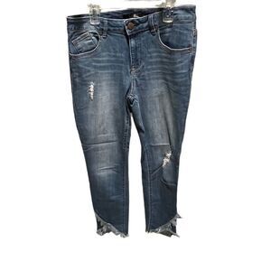 SOLD1822 Denim Distressed Ankle Skinny Jeans Raw‎ Hem Women's Size 8